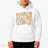 Fourth Grade Vibes Hello Team 4th Grade Teacher Retro Hoodie thumb 2