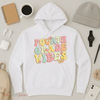 Fourth Grade Vibes Hello Team 4th Grade Teacher Retro Hoodie thumb 3