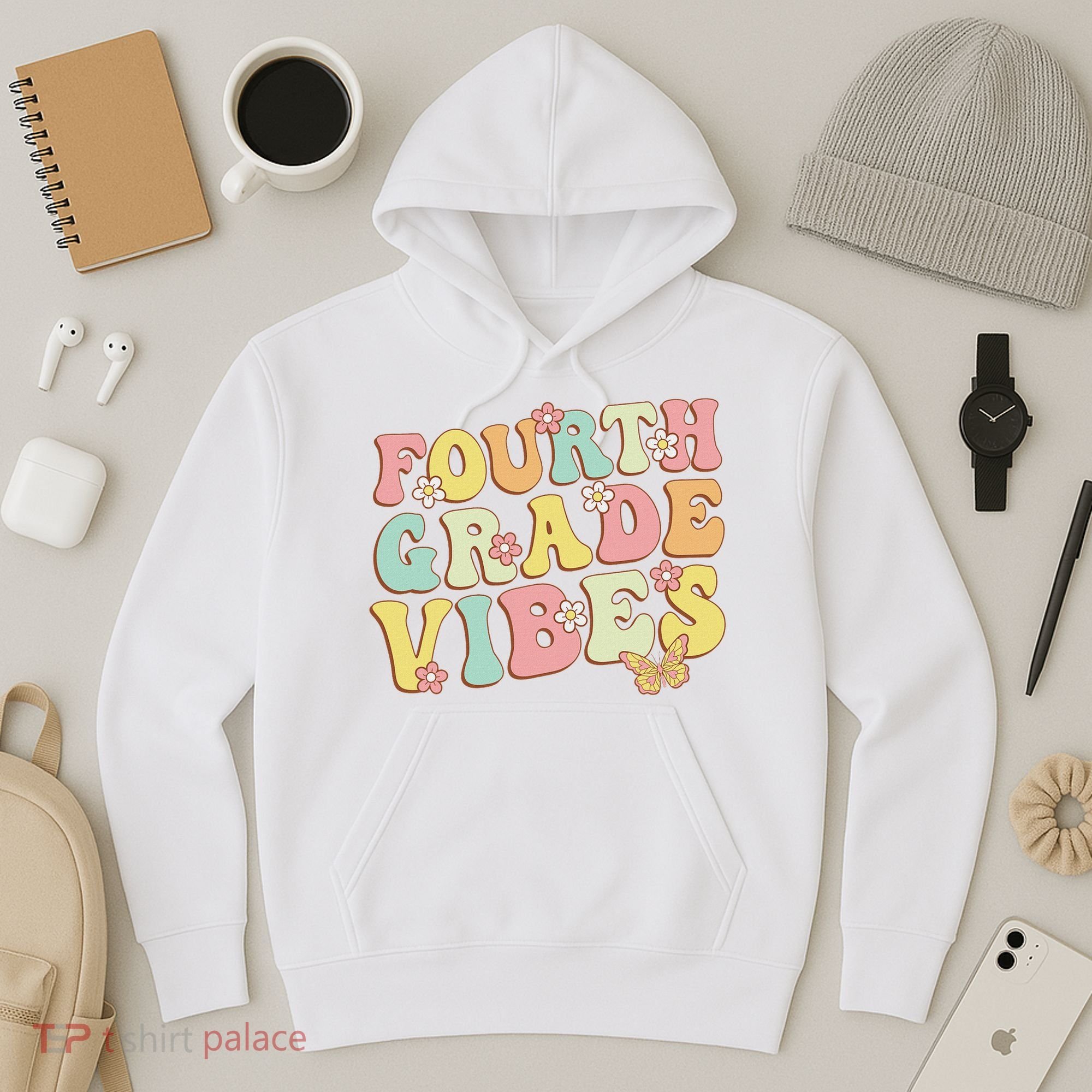 Fourth Grade Vibes Hello Team 4th Grade Teacher Retro Hoodie
