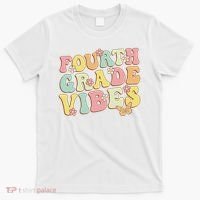 Fourth Grade Vibes Hello Team 4th Grade Teacher Retro T-Shirt thumb 0