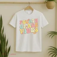 Fourth Grade Vibes Hello Team 4th Grade Teacher Retro T-Shirt thumb 2