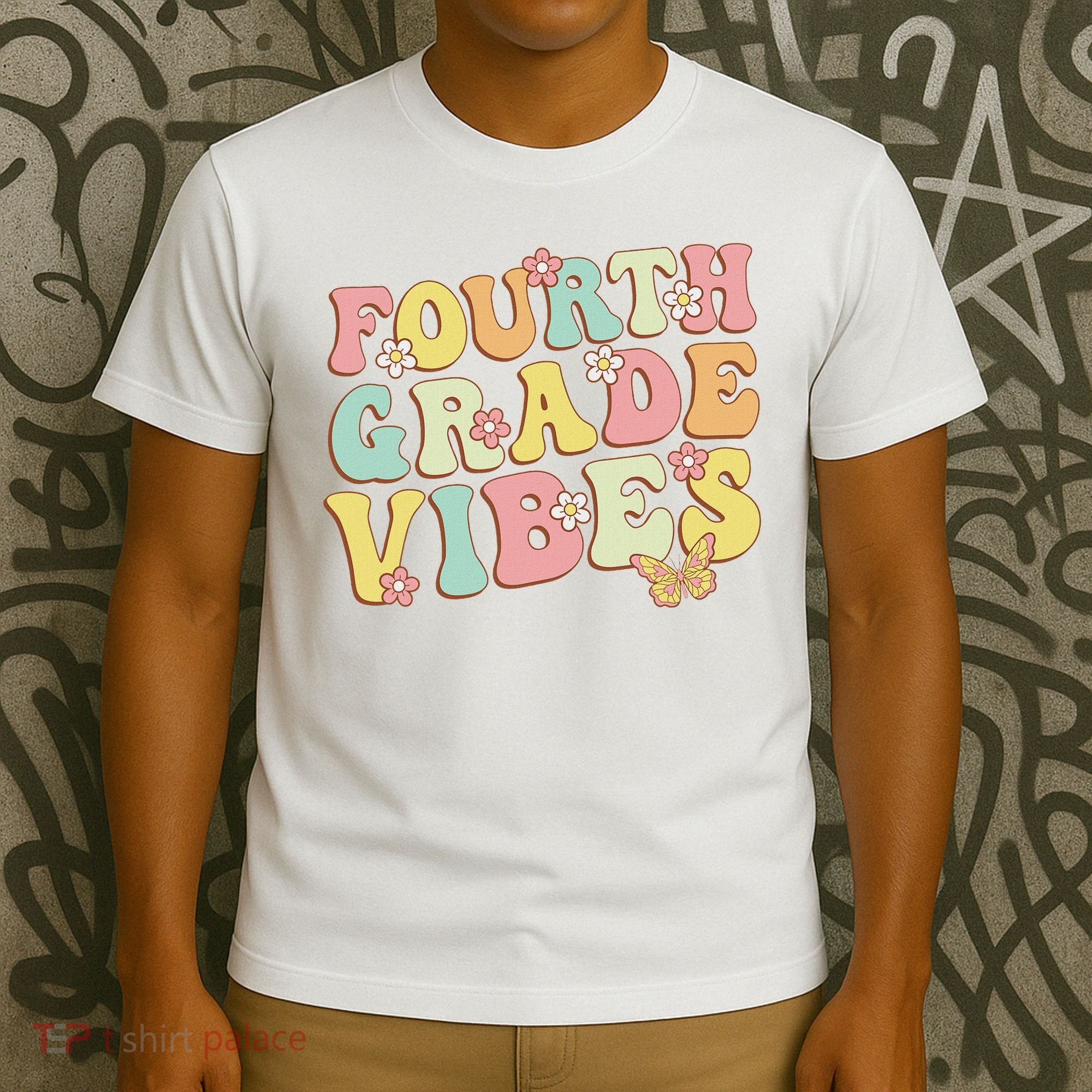 Fourth Grade Vibes Hello Team 4th Grade Teacher Retro T-Shirt