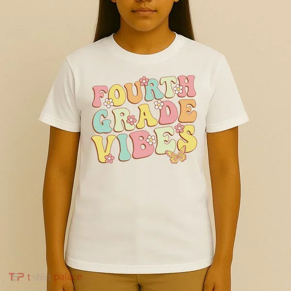 Fourth Grade Vibes Hello Team 4th Grade Teacher Retro T-Shirt
