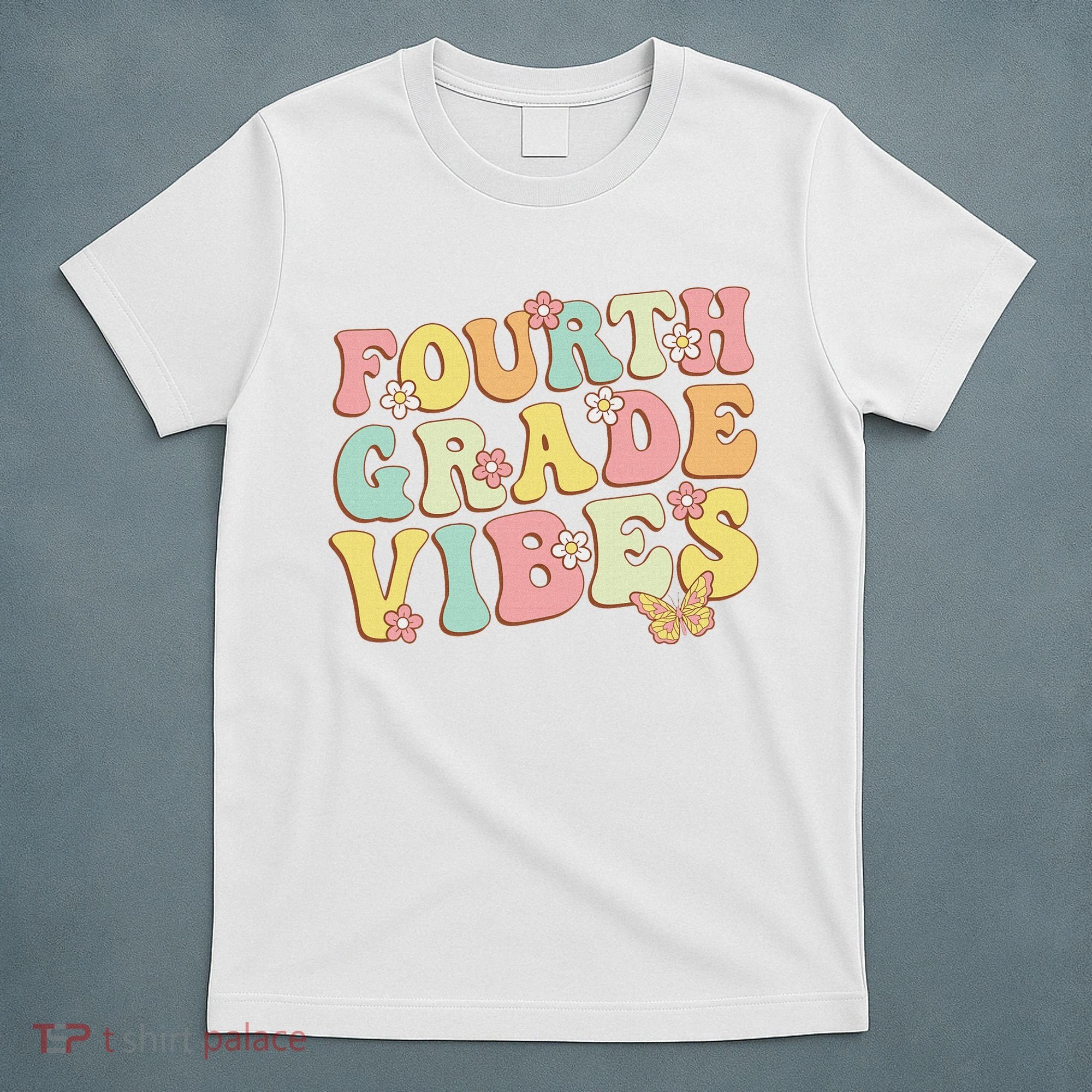 Fourth Grade Vibes Hello Team 4th Grade Teacher Retro T-Shirt