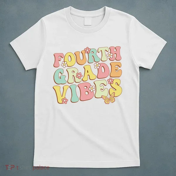 Fourth Grade Vibes Hello Team 4th Grade Teacher Retro T-Shirt