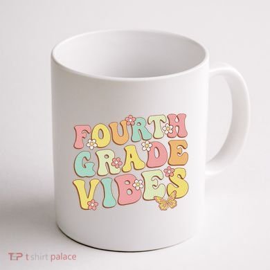 Fourth Grade Vibes Hello Team 4th Grade Teacher Retro Coffee Mug back