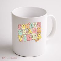 Fourth Grade Vibes Hello Team 4th Grade Teacher Retro Coffee Mug thumb 1