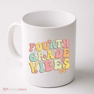 Fourth Grade Vibes Hello Team 4th Grade Teacher Retro Coffee Mug
