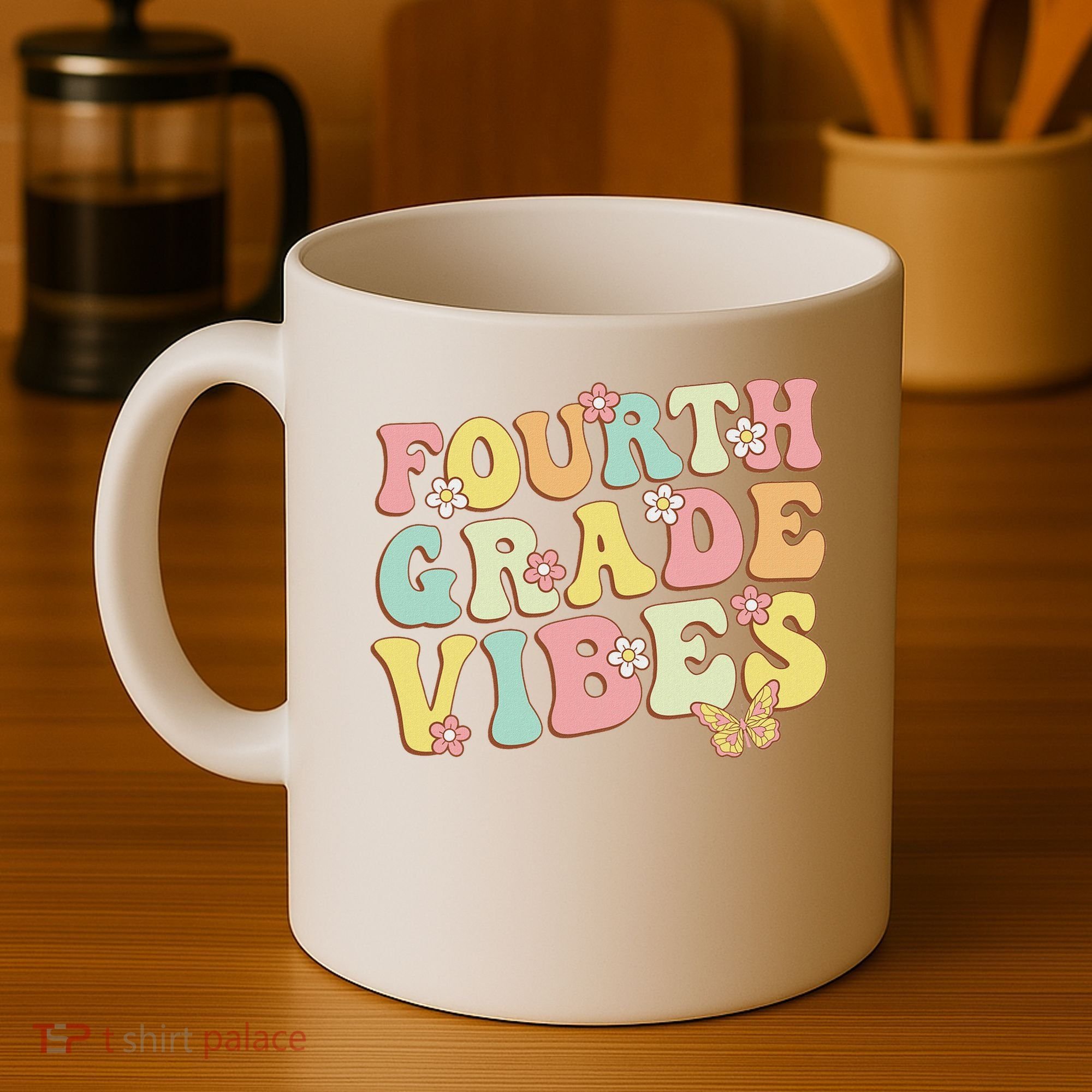 Fourth Grade Vibes Hello Team 4th Grade Teacher Retro Coffee Mug