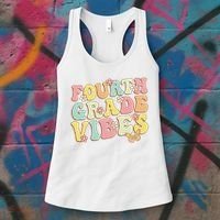 Fourth Grade Vibes Hello Team 4th Grade Teacher Retro Women's Tank Top thumb 3