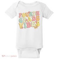 Fourth Grade Vibes Hello Team 4th Grade Teacher Retro Baby Bodysuit thumb 0