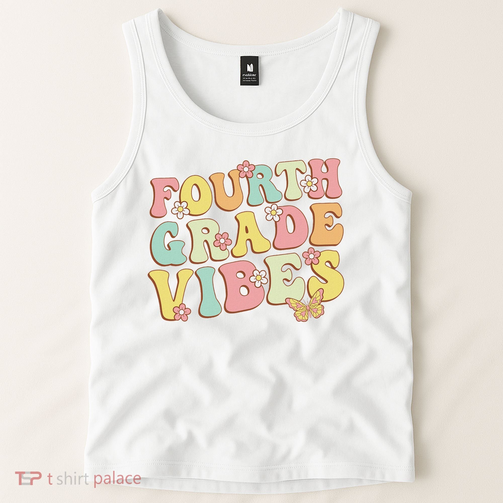 Fourth Grade Vibes Hello Team 4th Grade Teacher Retro Tank Top