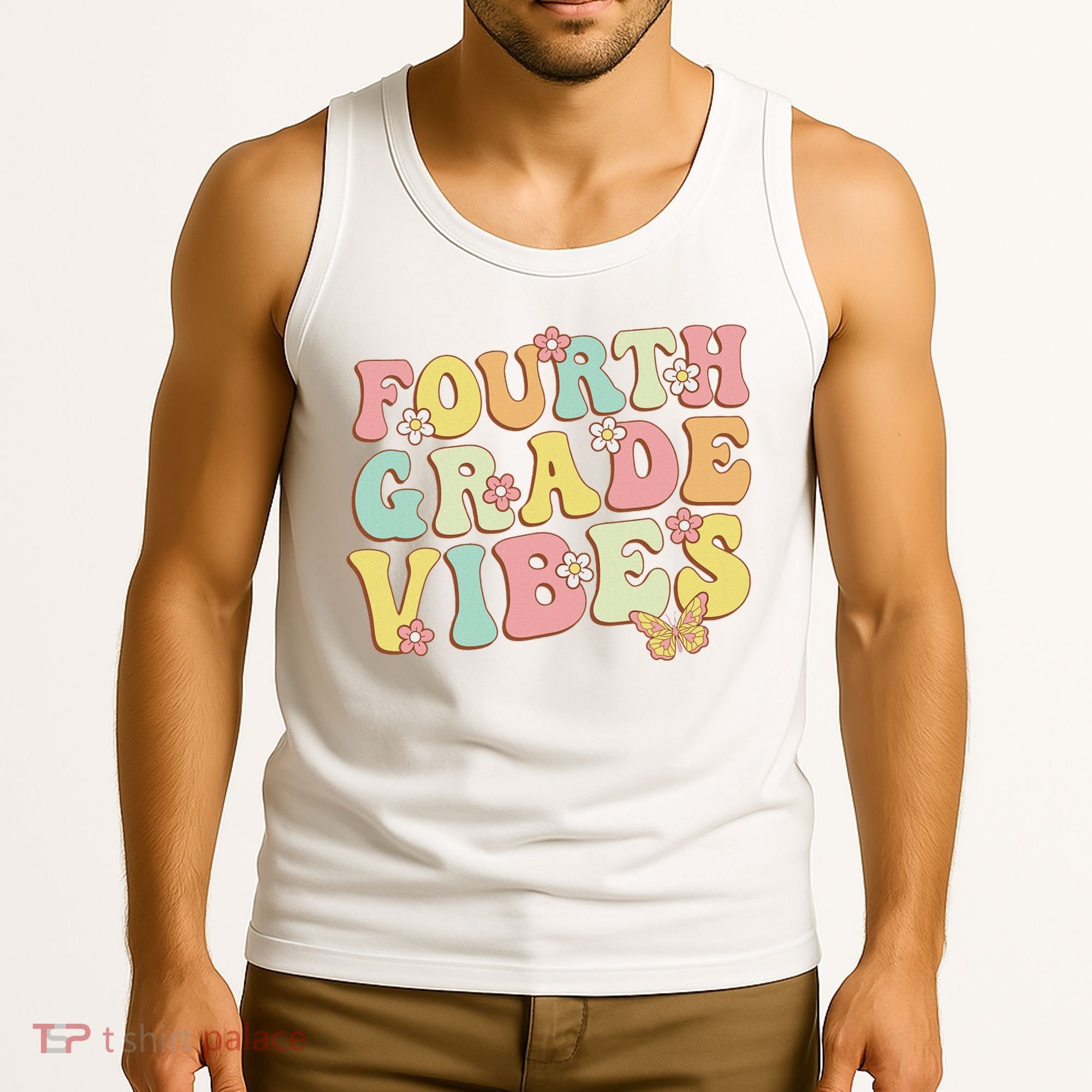 Fourth Grade Vibes Hello Team 4th Grade Teacher Retro Tank Top