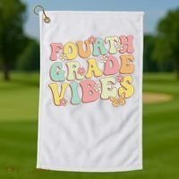 Fourth Grade Vibes Hello Team 4th Grade Teacher Retro Golf Towel thumb 1