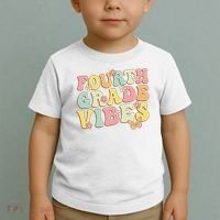 Fourth Grade Vibes Hello Team 4th Grade Teacher Retro Toddler T-Shirt thumb 2