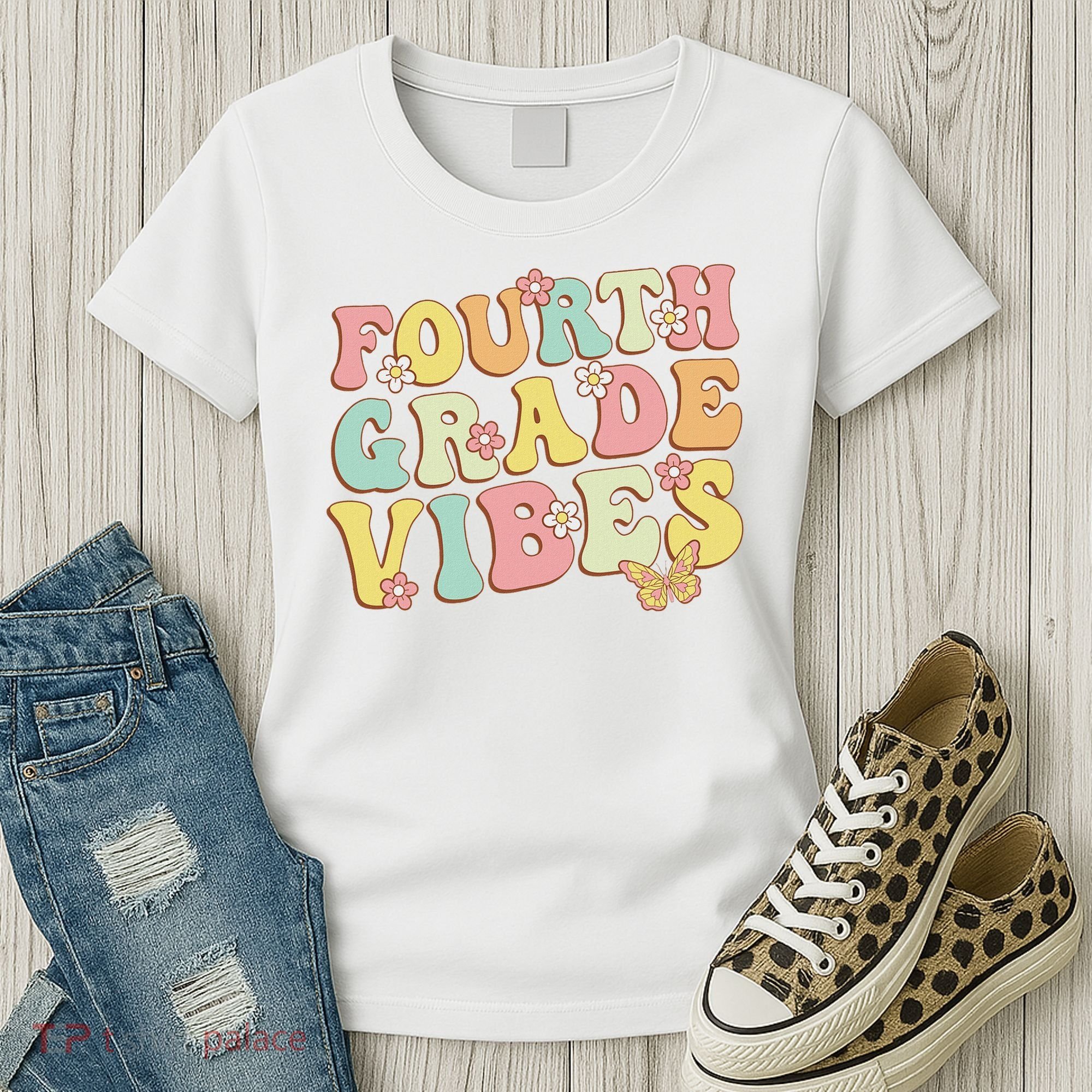 Fourth Grade Vibes Hello Team 4th Grade Teacher Retro Women's T-Shirt