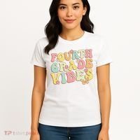 Fourth Grade Vibes Hello Team 4th Grade Teacher Retro Women's T-Shirt thumb 4