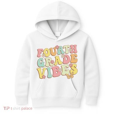 Fourth Grade Vibes Hello Team 4th Grade Teacher Retro Kids Hoodie