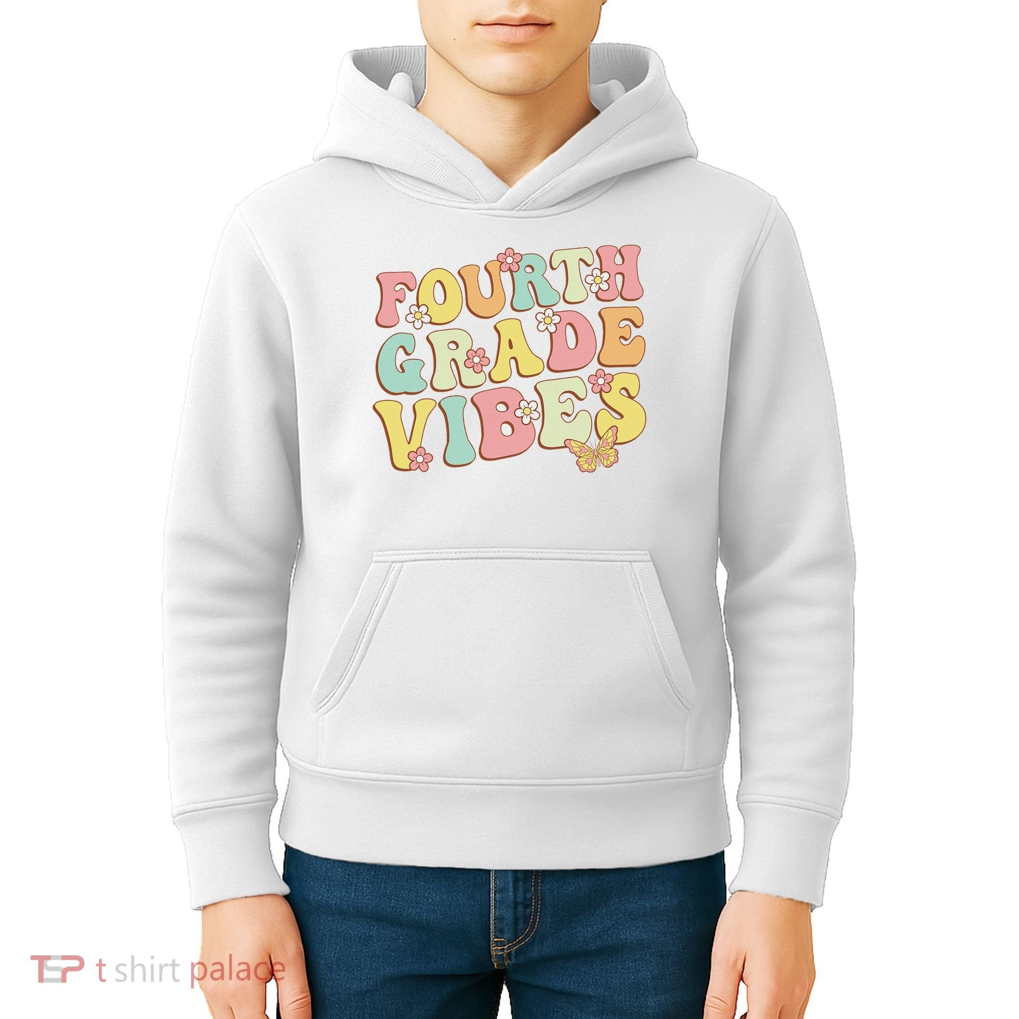Fourth Grade Vibes Hello Team 4th Grade Teacher Retro Kids Hoodie