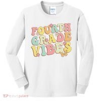 Fourth Grade Vibes Hello Team 4th Grade Teacher Retro Kids Long Sleeve Shirt thumb 0