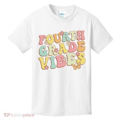 Fourth Grade Vibes Hello Team 4th Grade Teacher Retro Kids T-Shirt