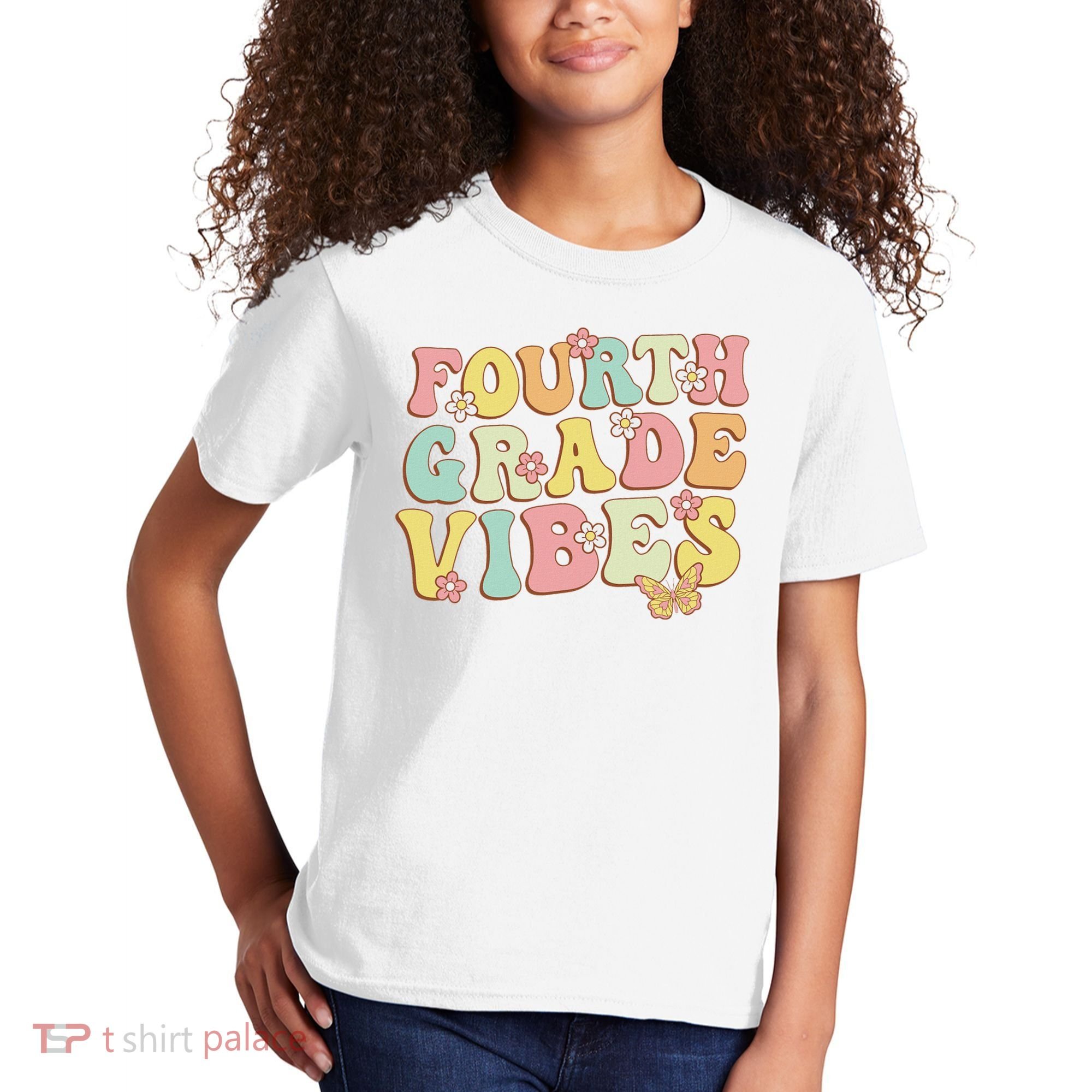 Fourth Grade Vibes Hello Team 4th Grade Teacher Retro Kids T-Shirt