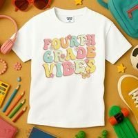 Fourth Grade Vibes Hello Team 4th Grade Teacher Retro Kids T-Shirt thumb 3