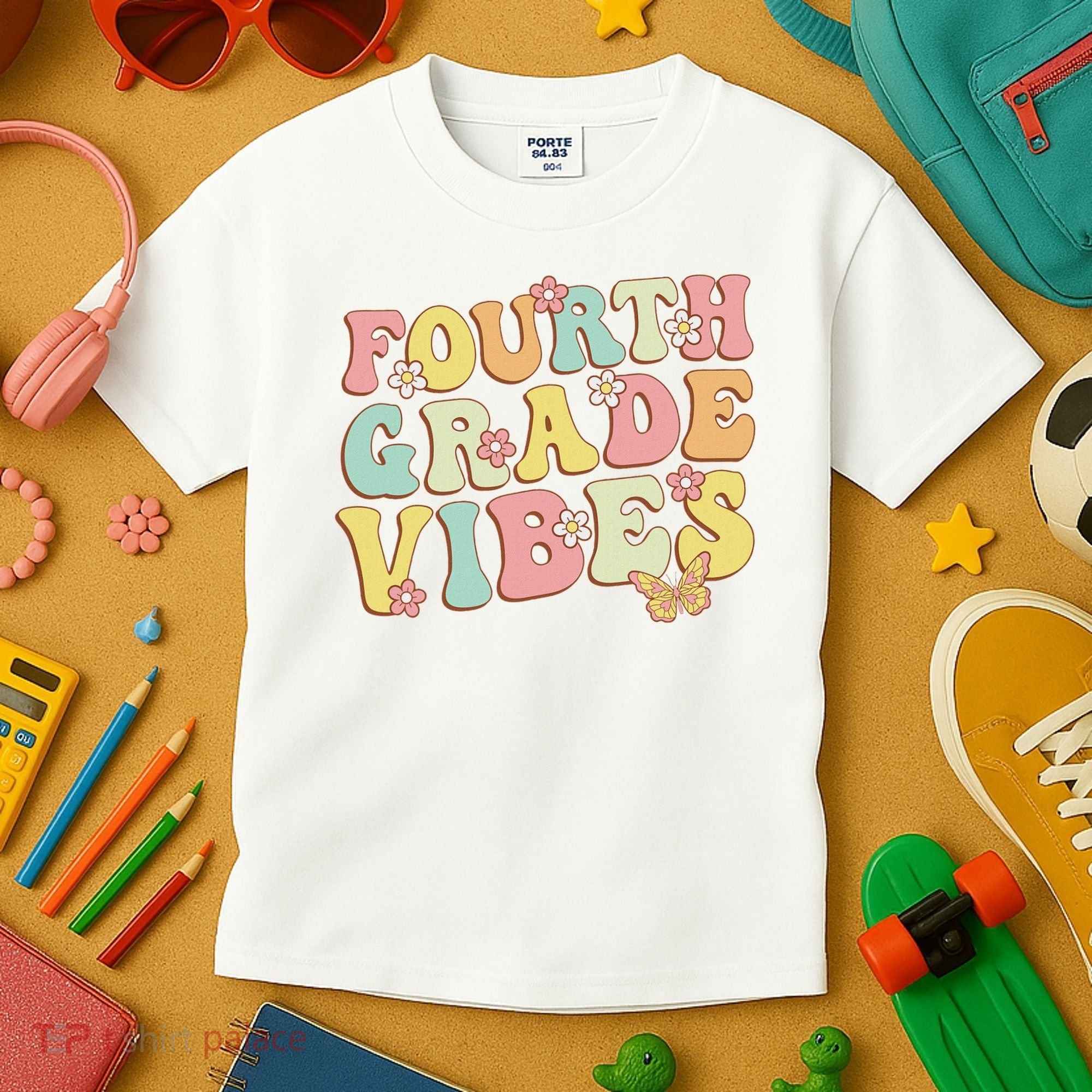 Fourth Grade Vibes Hello Team 4th Grade Teacher Retro Kids T-Shirt