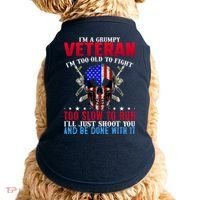 Funny Grumpy Veteran Too Old To Fight To Slow To Run Doggie Tank thumb 0