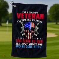 Funny Grumpy Veteran Too Old To Fight To Slow To Run Golf Towel thumb 1