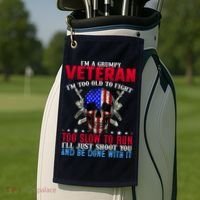 Funny Grumpy Veteran Too Old To Fight To Slow To Run Golf Towel thumb 2