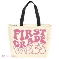 First Grade Vibes Happy First Day Of School 1st Grade Back Tote Bag thumb 0
