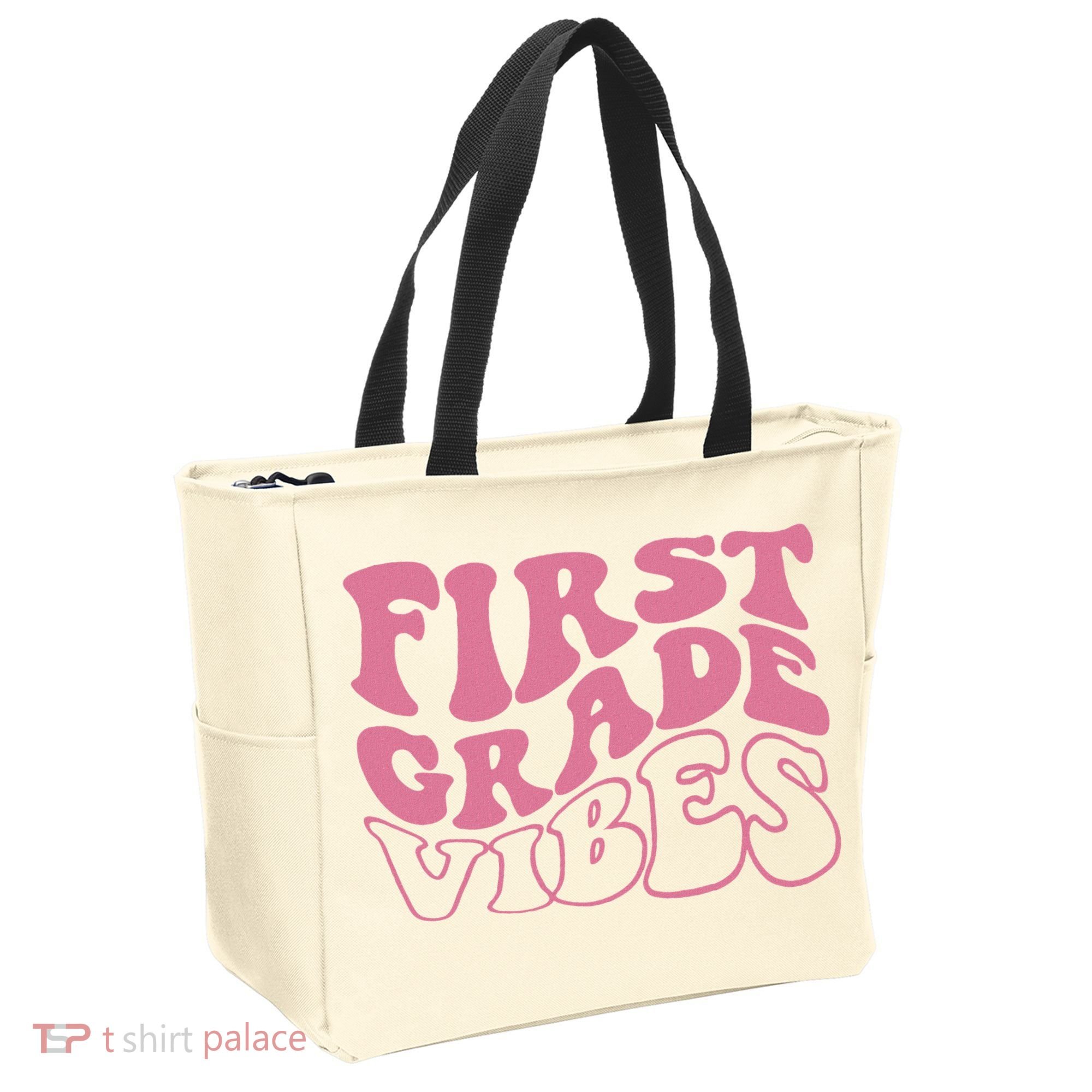First Grade Vibes Happy First Day Of School 1st Grade Back Tote Bag