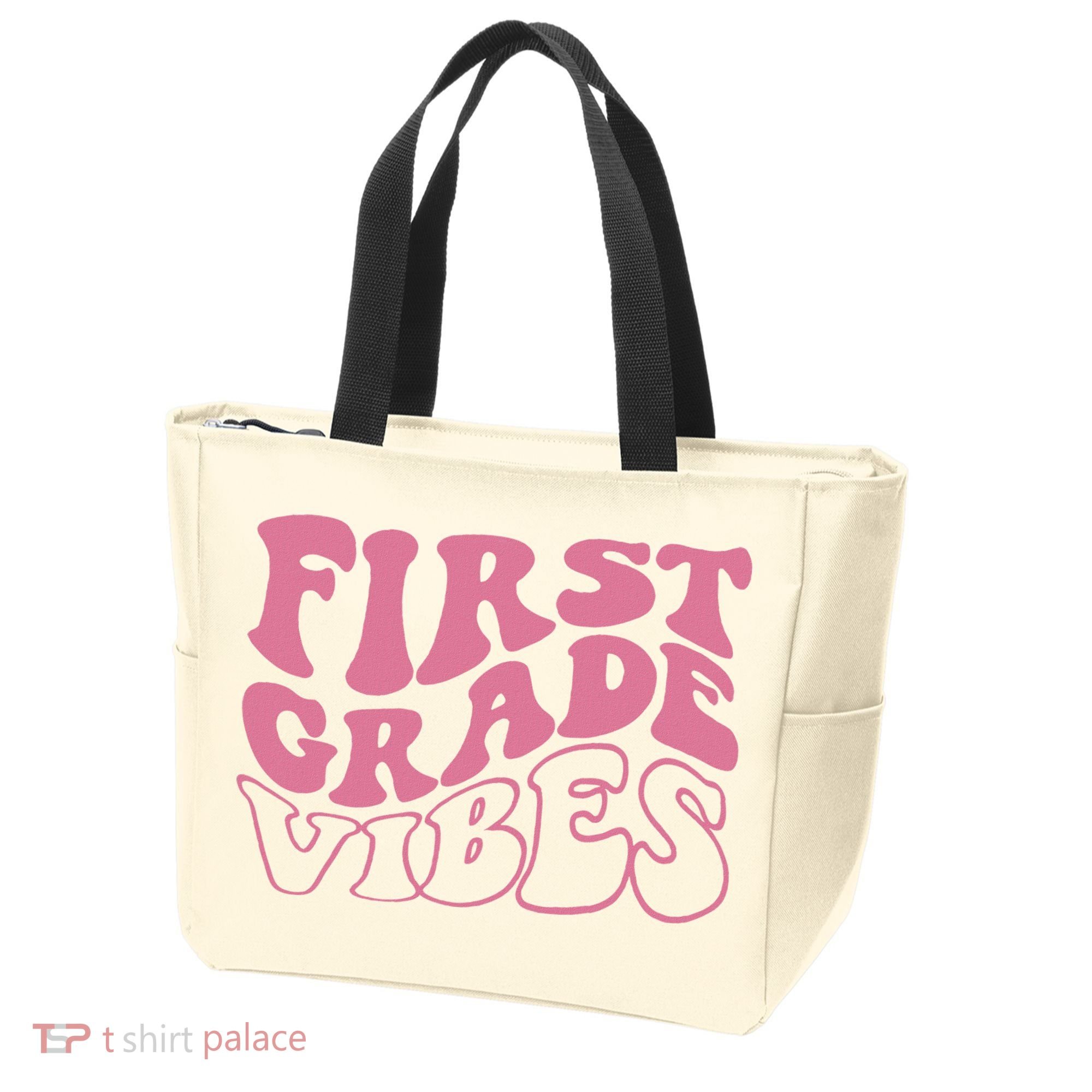First Grade Vibes Happy First Day Of School 1st Grade Back Tote Bag