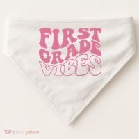 First Grade Vibes Happy First Day Of School 1st Grade Back USA-Made Doggie Bandana thumb 0