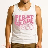 First Grade Vibes Happy First Day Of School 1st Grade Back Tank Top thumb 3