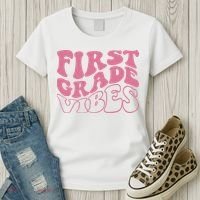 First Grade Vibes Happy First Day Of School 1st Grade Back Women's T-Shirt thumb 3