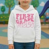 First Grade Vibes Happy First Day Of School 1st Grade Back Kids Hoodie thumb 3