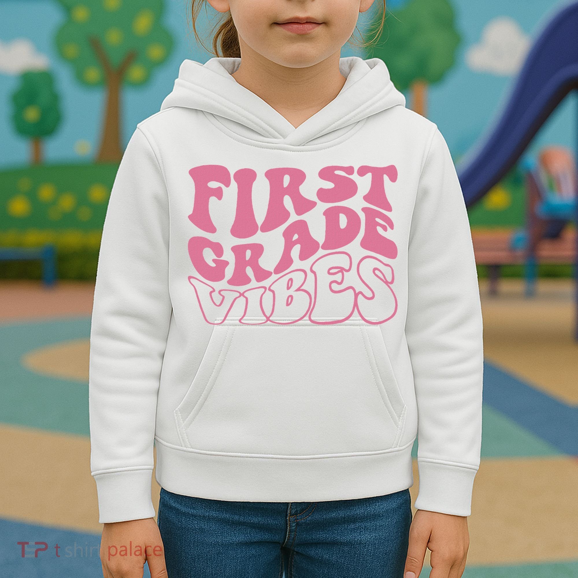 First Grade Vibes Happy First Day Of School 1st Grade Back Kids Hoodie