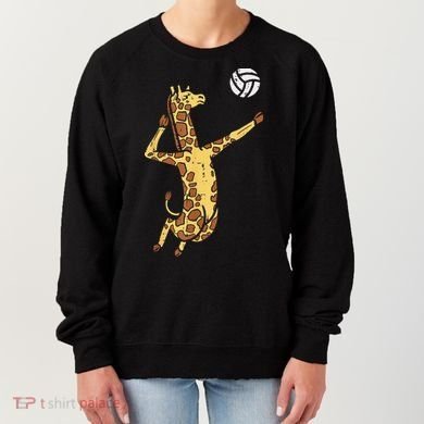 funny Giraffe Volleyball Spike Serve Player Spiker Women's Sweatshirt