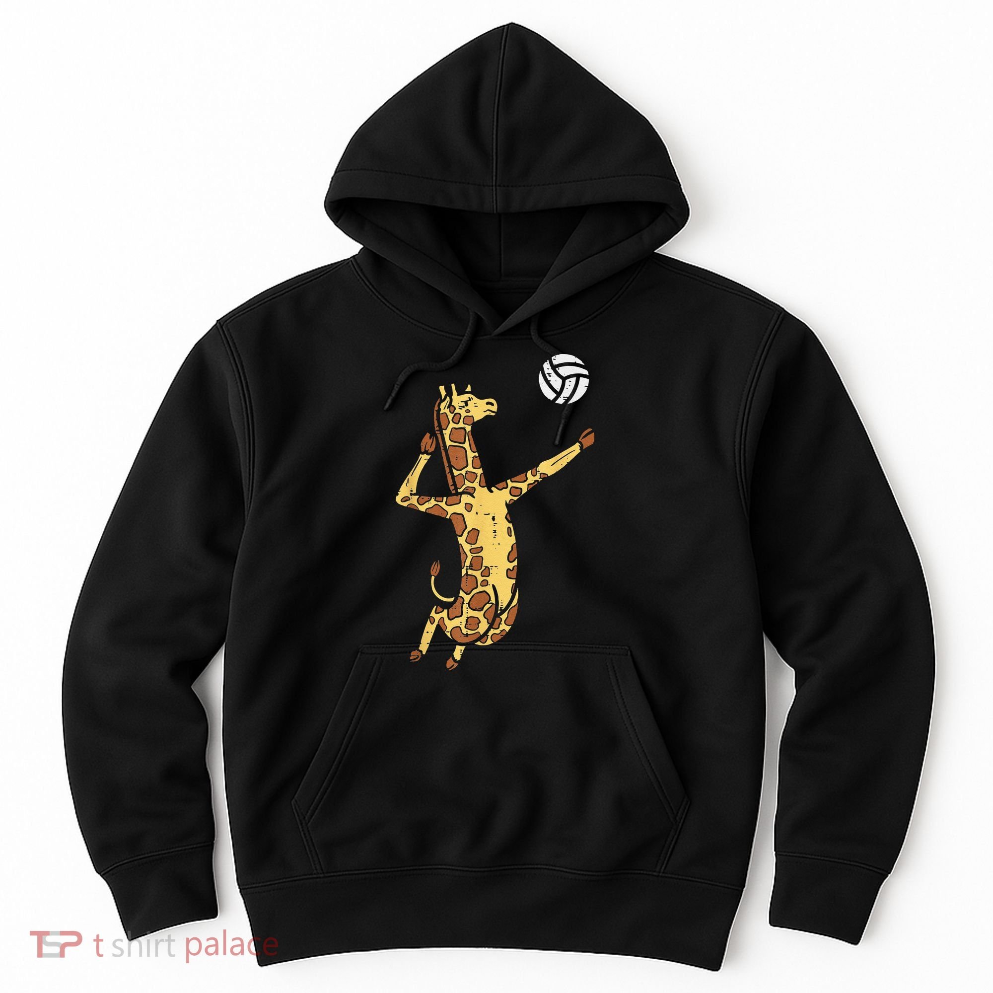 funny Giraffe Volleyball Spike Serve Player Spiker Hoodie