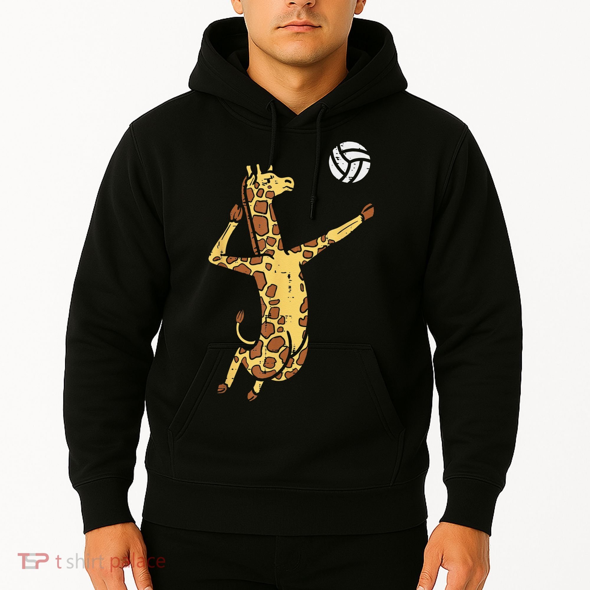 funny Giraffe Volleyball Spike Serve Player Spiker Hoodie