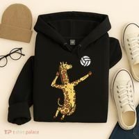 funny Giraffe Volleyball Spike Serve Player Spiker Hoodie thumb 4