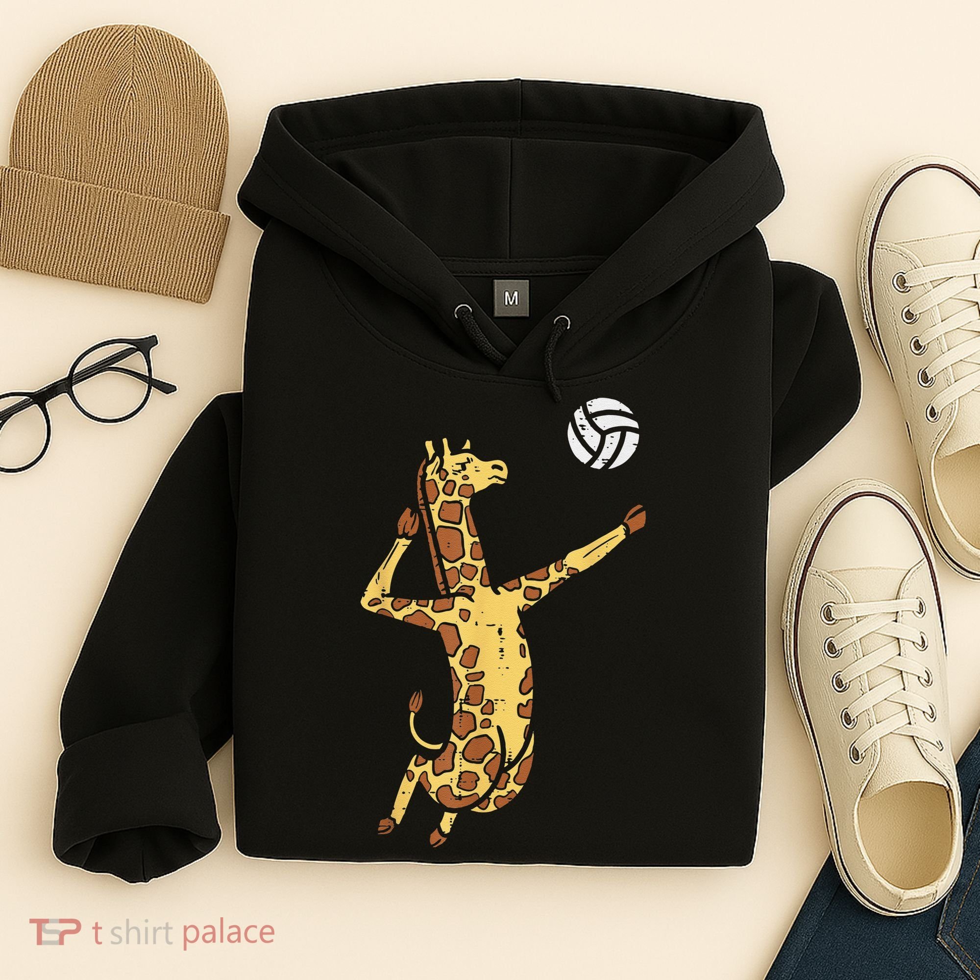 funny Giraffe Volleyball Spike Serve Player Spiker Hoodie