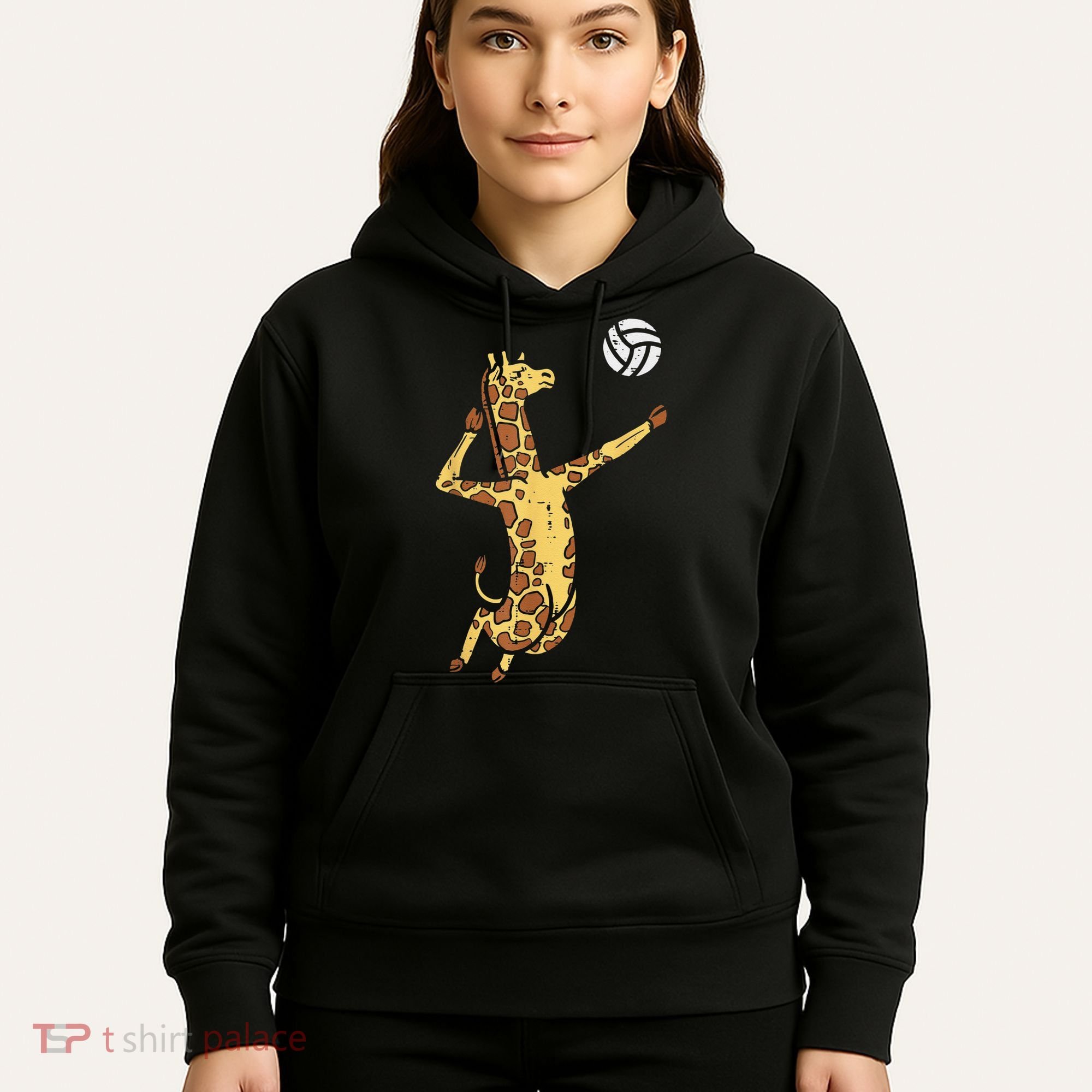 funny Giraffe Volleyball Spike Serve Player Spiker Hoodie