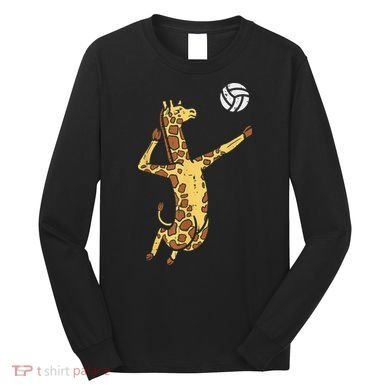 funny Giraffe Volleyball Spike Serve Player Spiker Long Sleeve Shirt