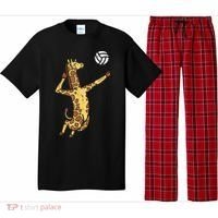 funny Giraffe Volleyball Spike Serve Player Spiker Pajama Set thumb 0
