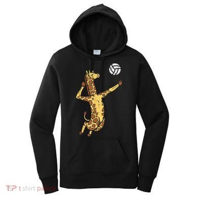 funny Giraffe Volleyball Spike Serve Player Spiker Women's Hoodie