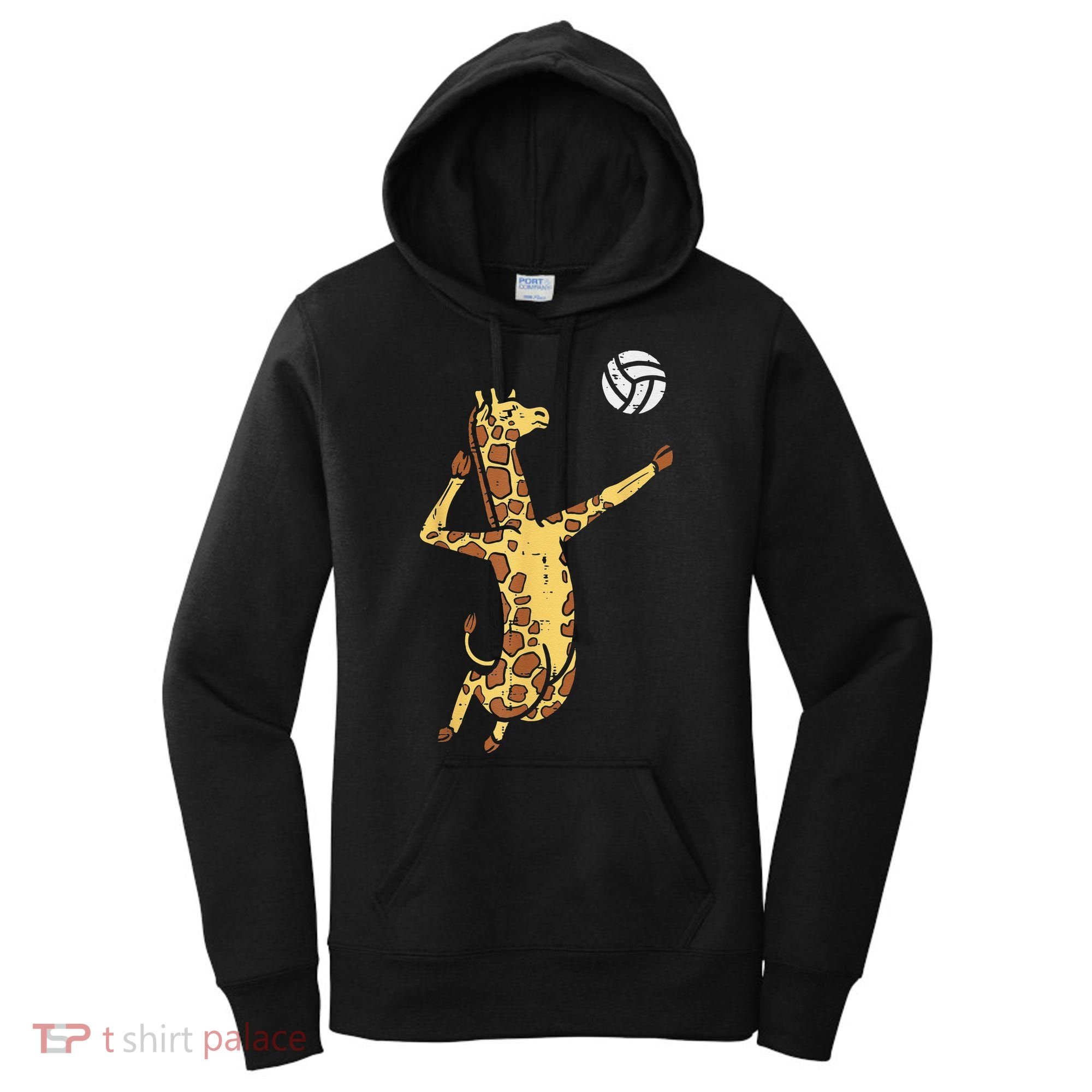 funny Giraffe Volleyball Spike Serve Player Spiker Women's Hoodie