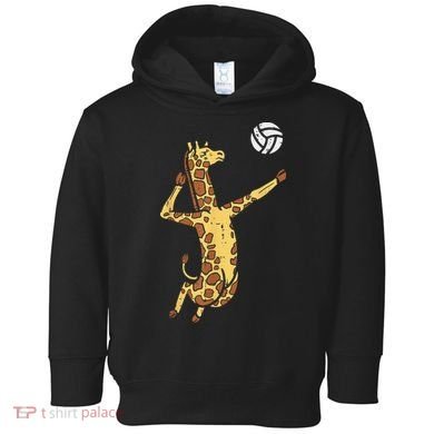 funny Giraffe Volleyball Spike Serve Player Spiker Toddler Hoodie